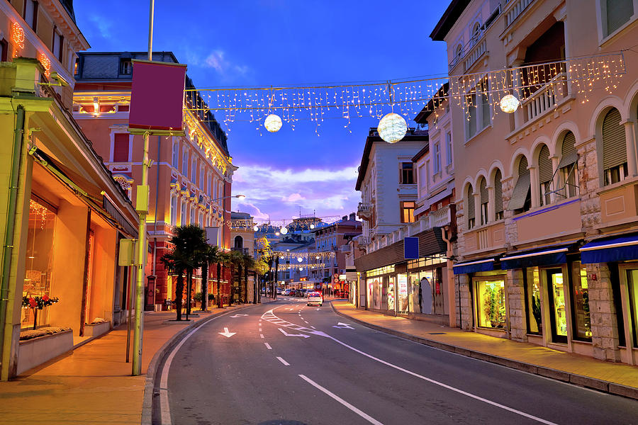 Town of Opatija evening street view Photograph by Brch Photography