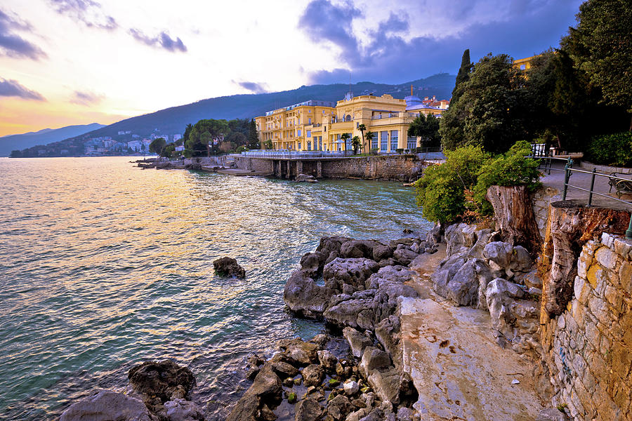 Town of Opatija waterfront dramatic sky view Photograph by Brch Photography