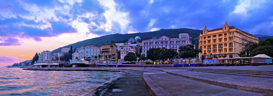 Town of Opatija waterfront sunset panorama Photograph by Brch Photography