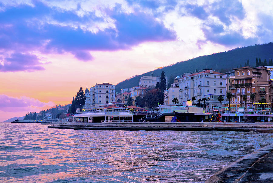 Town of Opatija waterfront sunset view Photograph by Brch Photography ...