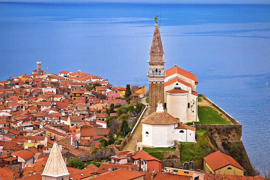 Town Of Piran On Adriatic Sea Historic Landmarks And Rooftops Vi Photograph