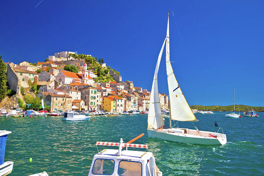 Town of Sibenik waterfront sailing Photograph by Brch Photography