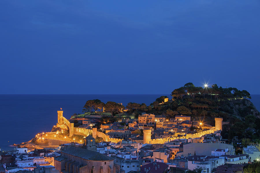 Landmark Photograph - Town of Tossa de Mar at Night by Artur Bogacki
