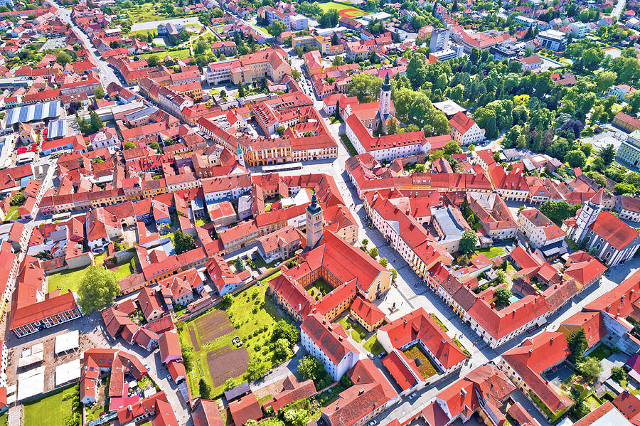 Town of Varazdin historic center aerial view Photograph by Brch Photography