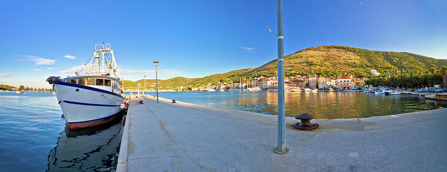 Town of Vis panoramic harbor view Photograph by Brch Photography