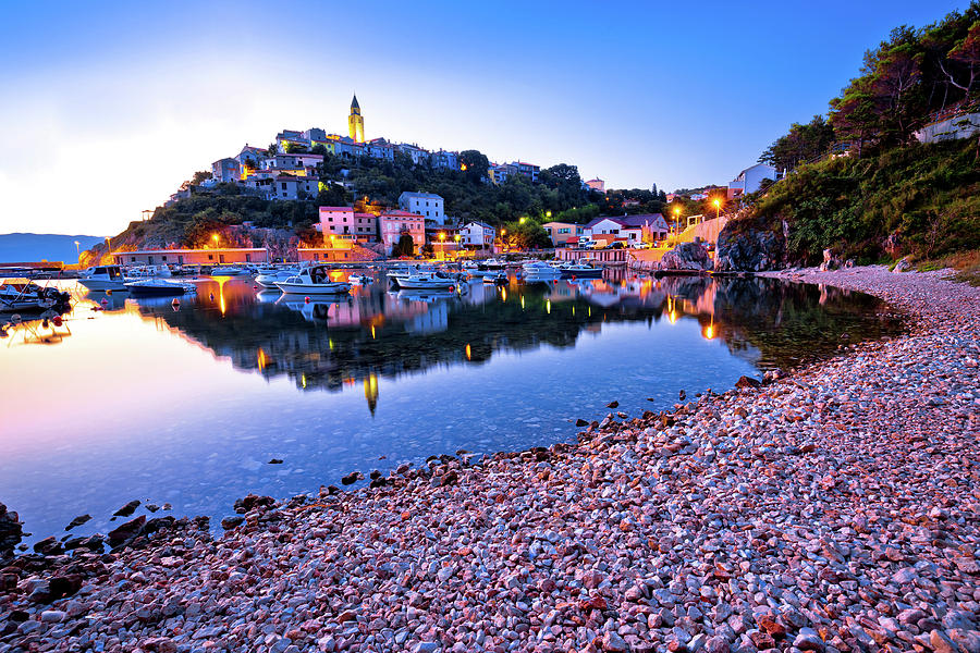 Town of Vrbnik harbor view morning glow Photograph by Brch Photography