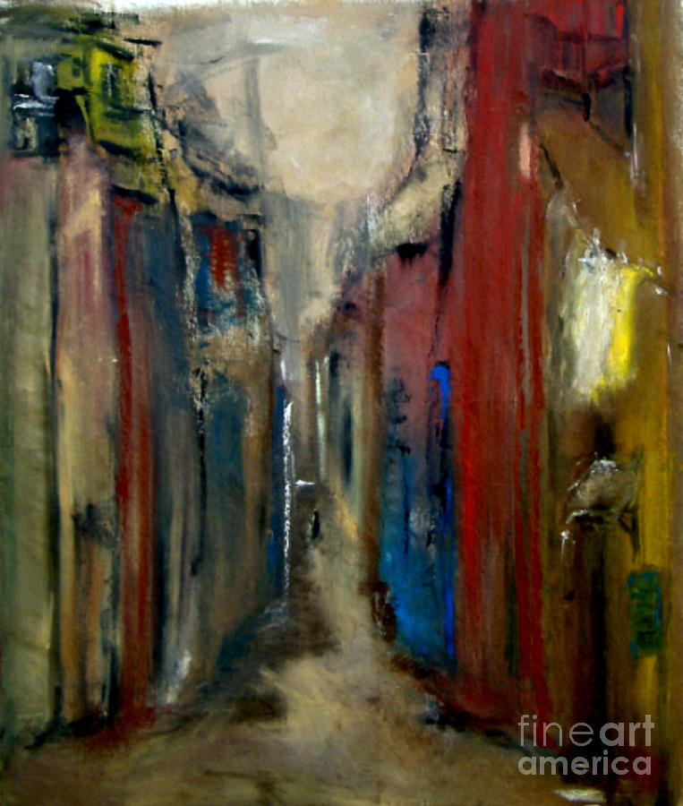Town, alley Painting by Rome Matikonyte