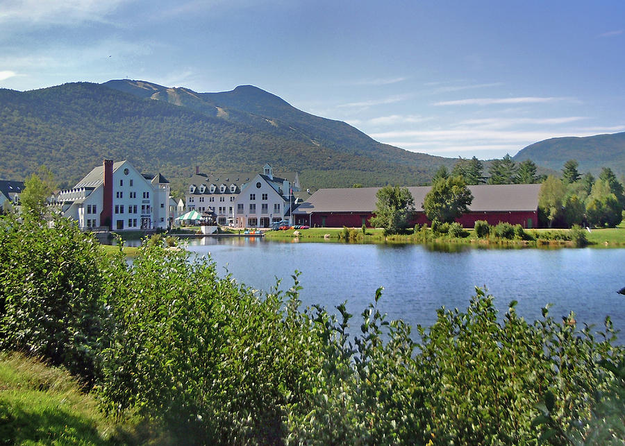 Town Square by the Pond at Waterville Valley Photograph by Nancy Griswold