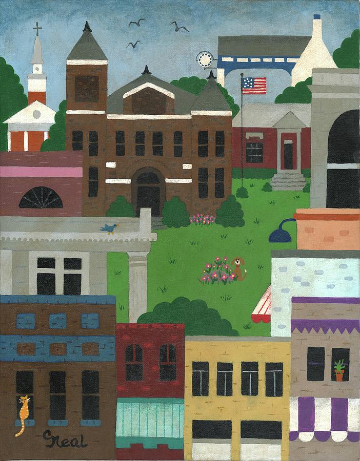 Town Square Painting - Town Square by Carol Neal