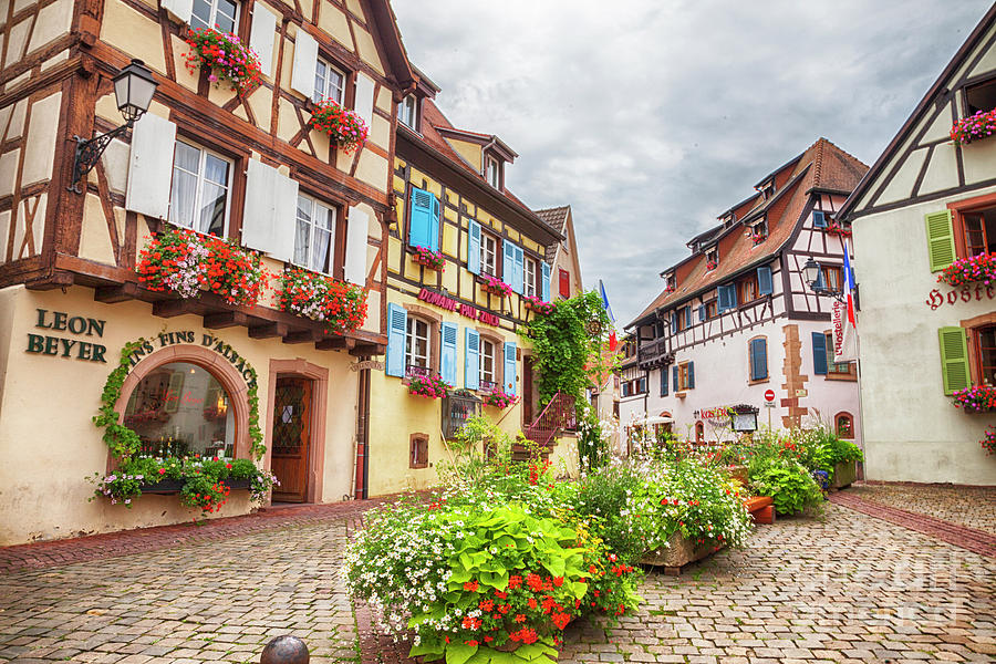 town square in Alsace village Eguisheim in Strasbourg region  Photograph by Ariadna De Raadt