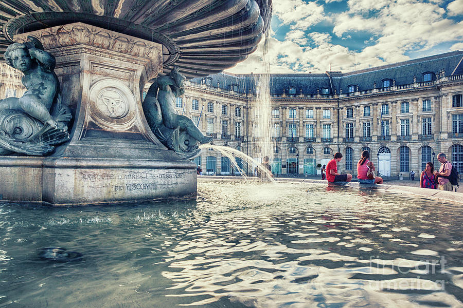 Town square in Bordeaux city - de la Bourse s Founta Photograph by Ariadna De Raadt