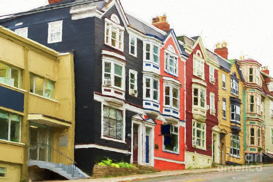 Townhomes in St. Johns, Newfoundland Digital Art by Les Palenik