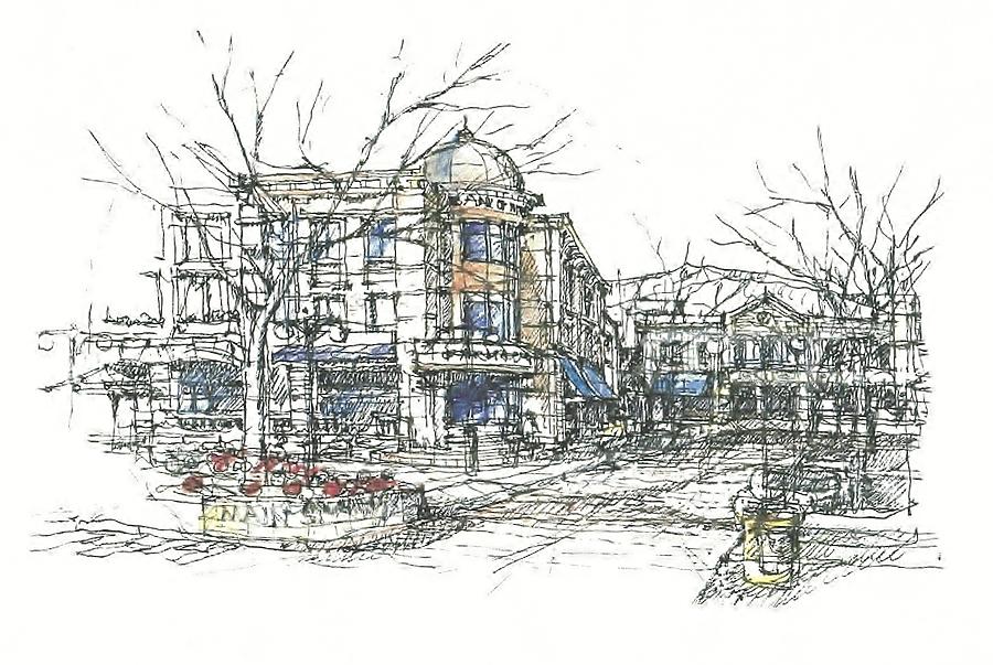 Townsquare Drawing by Andrew Drozdowicz