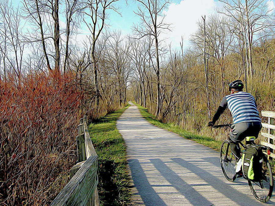 Towpath Cyclist Photograph by Linda Carruth