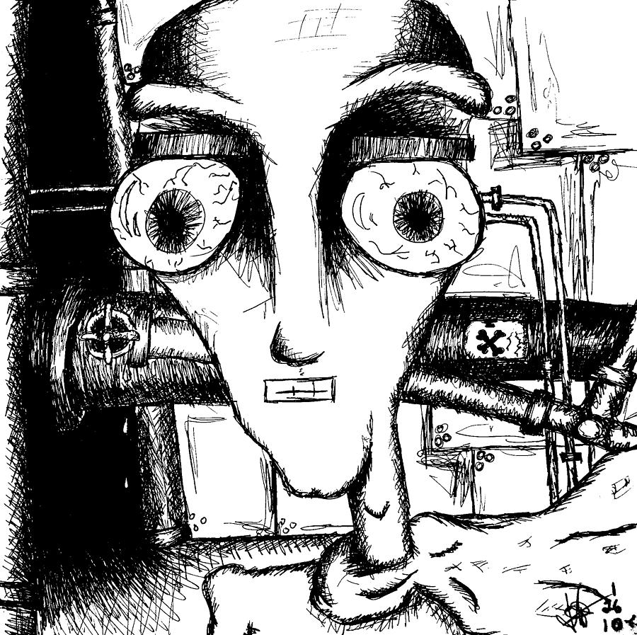 Book Drawing - Toxic Man BW by Jera Sky