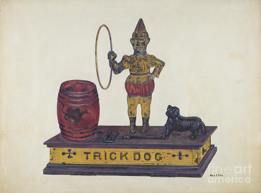 Toy Bank: Trick Dog Drawing by George File