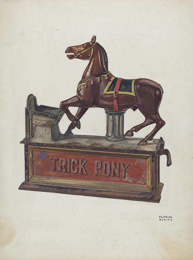 Toy Drawing - Toy Bank - Trick Pony by Florian Rokita