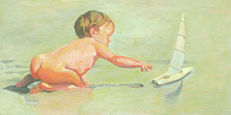 Toy Boat Painting by Robert Bissett