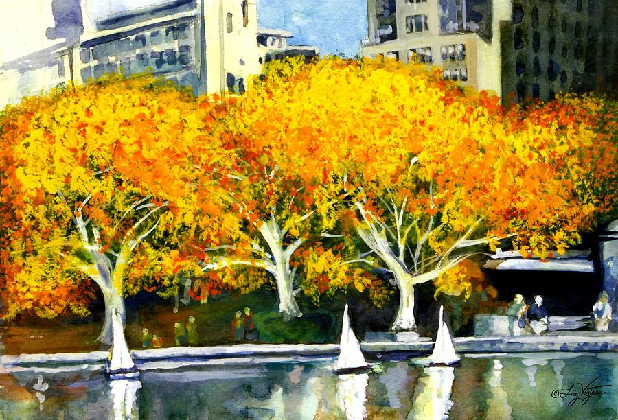 Toy Boats in the Park Painting by Liz Viztes