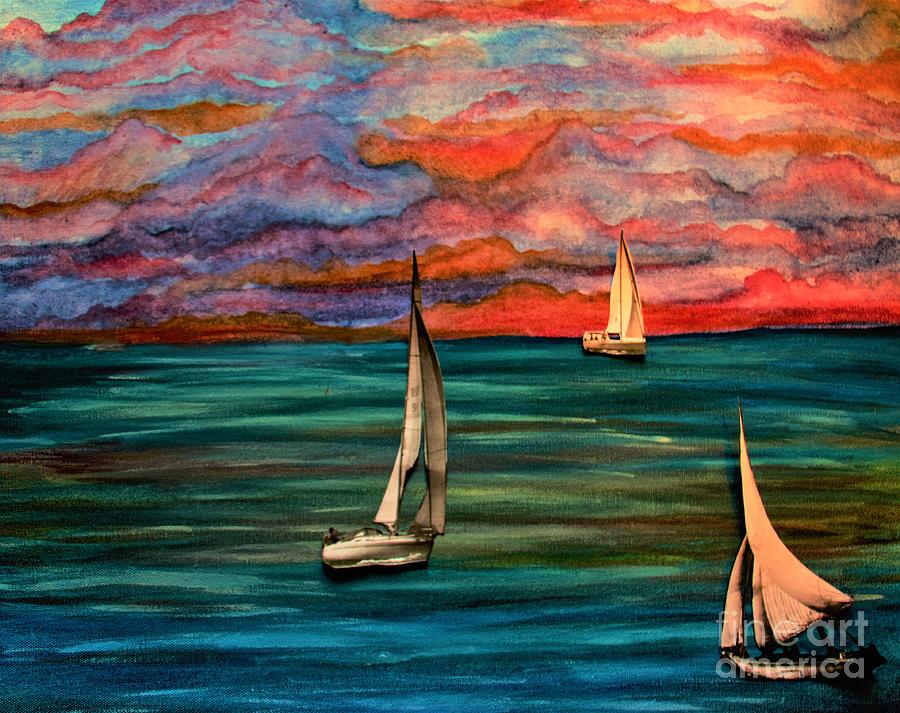 Toy Boats xs 3 Painting by Barbara Donovan