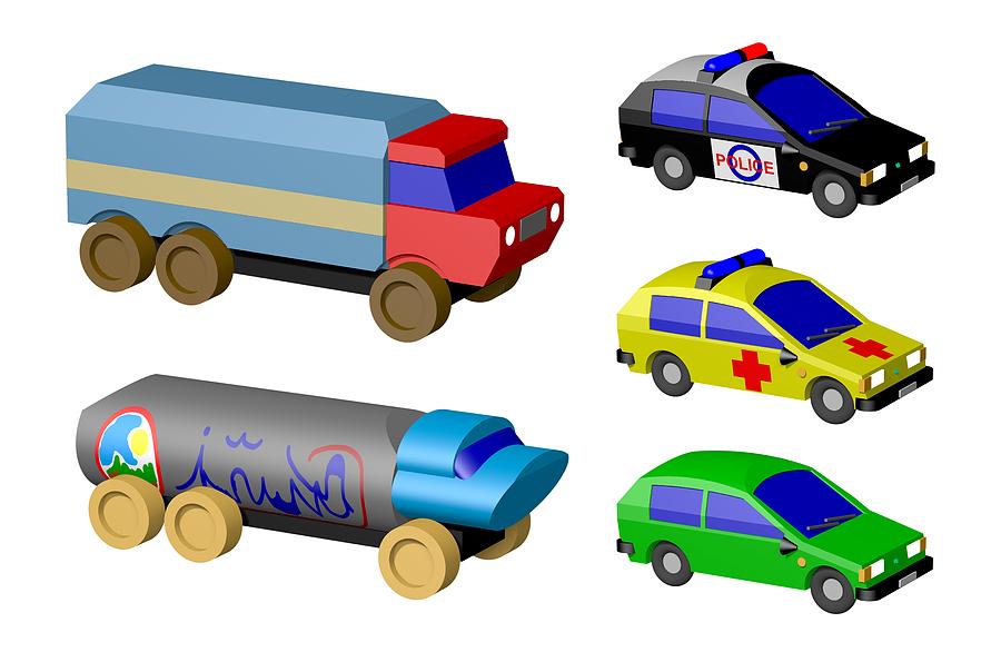 Abstract Digital Art - Toy cars by Miroslav Nemecek