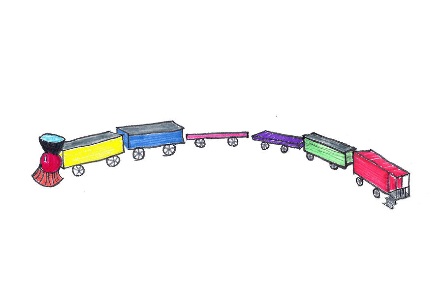 Toy Train Drawing by Judy Hall-Folde