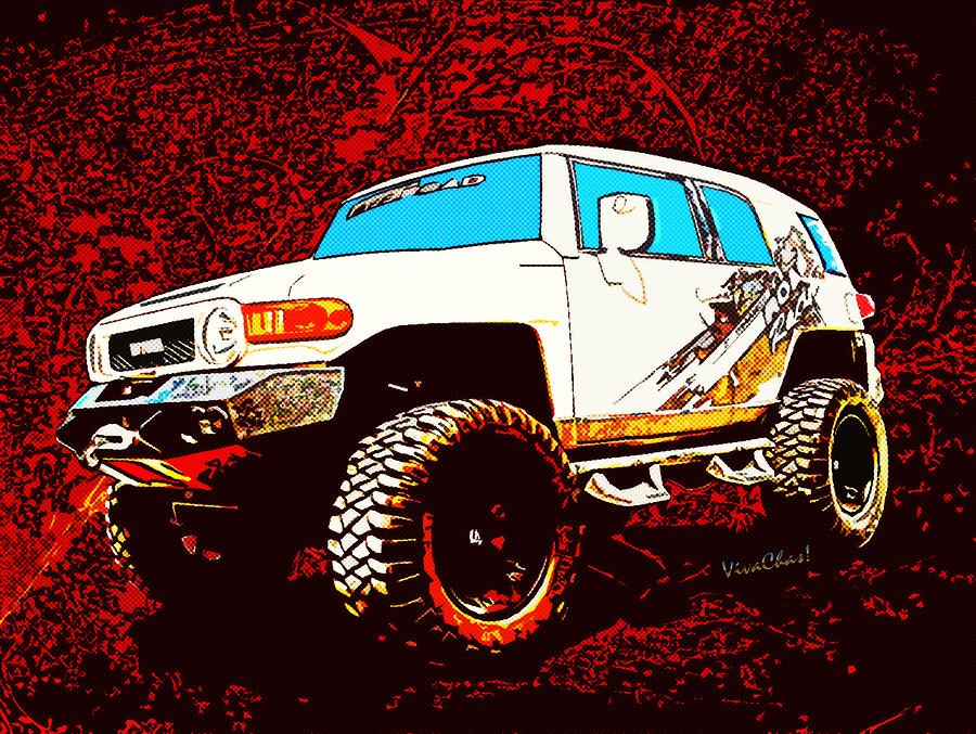 Toyota FJ Cruiser 4x4 Cartoon Panel from VivaChas Photograph by Chas Sinklier