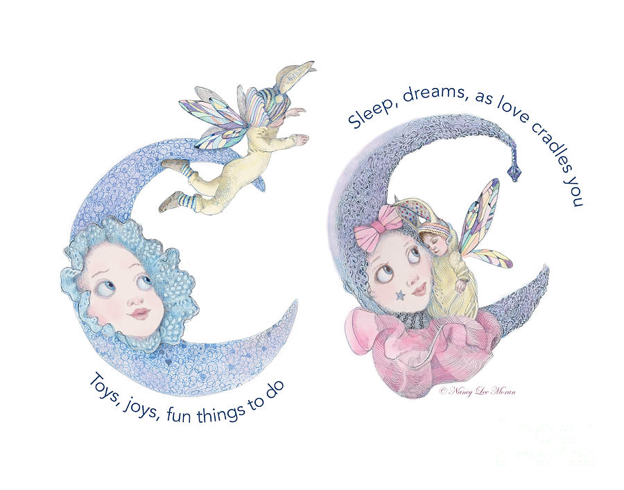 Toys, Joys, Baby and Moon Drawing by Nancy Lee Moran