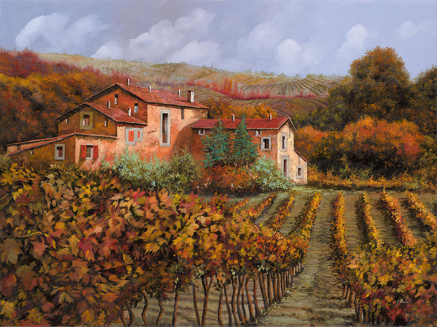 Wine Painting - nelle vigne di Montalcino by Guido Borelli