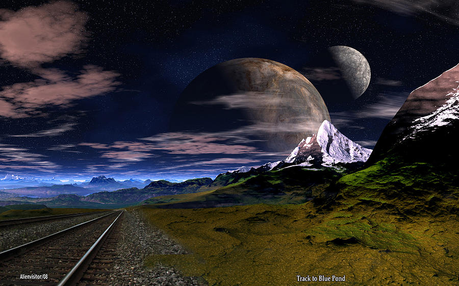 Track to Blue pond. Digital Art by David Jackson Track to Blue pond. Digital Art by David Jackson