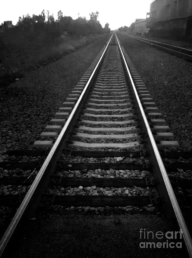 Black And White Photograph - Train Tracks #1 by Gregory Dyer