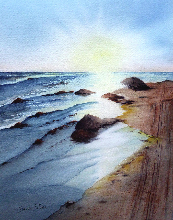 Tracks in the Sand, Crystal Cove Painting by Janice Sobien - Fine Art ...