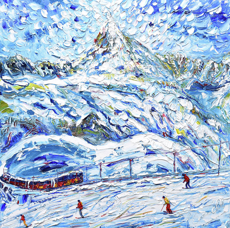 Tracks on the Matterhorn II Painting by Pete Caswell