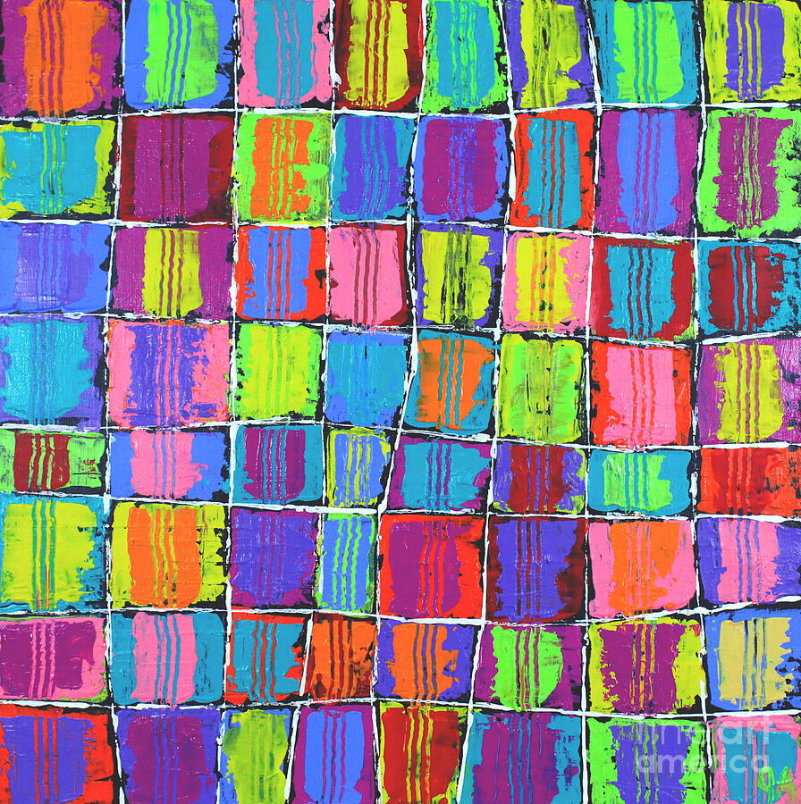 Tracks Over Squares Painting by Jeremy Aiyadurai