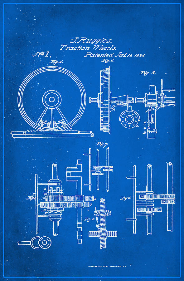 Traction Wheels Patent Drawing  Mixed Media by Brian Reaves