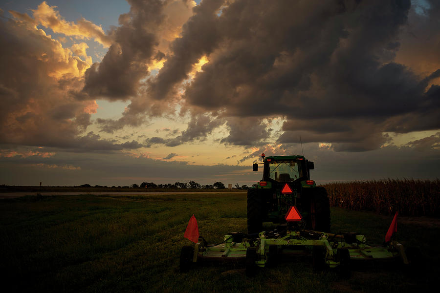 Tractor at Sunrise - Chester Nebraska Photograph by Art Whitton