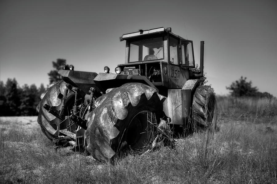 Black And White Photograph - Tractor In The Countryside by Ester McGuire
