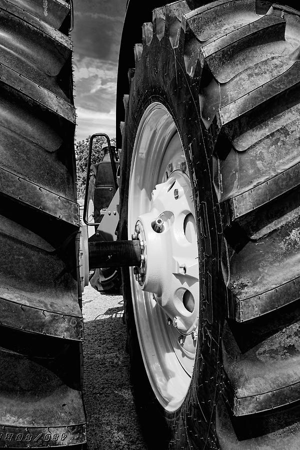 Tractor Tires Detail Black and White Photograph by Ann Powell