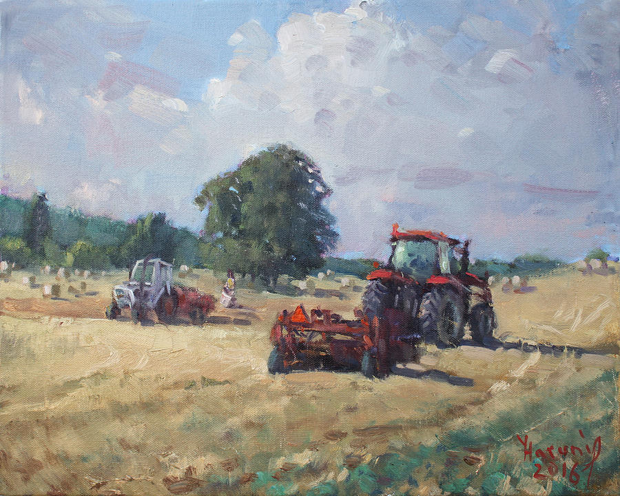 Tractors in the Farm Georgetown Painting by Ylli Haruni