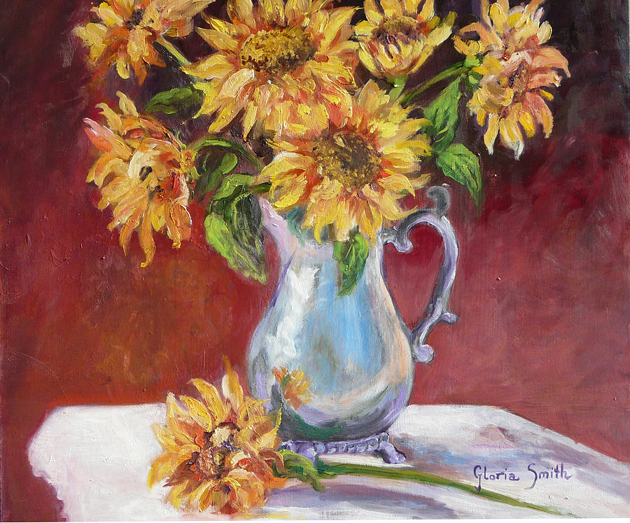 Tracys Sunflowers Painting by Gloria Smith