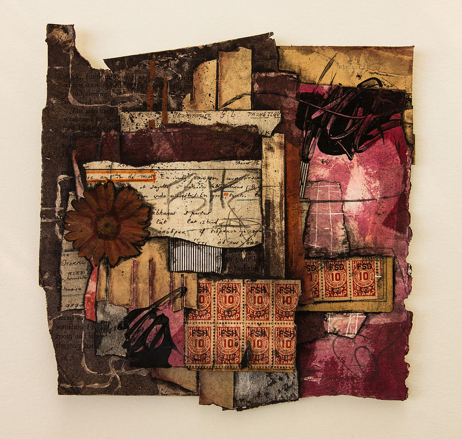 Trading Stamps with Flower Mixed Media by Laura Lein-Svencner - Fine ...