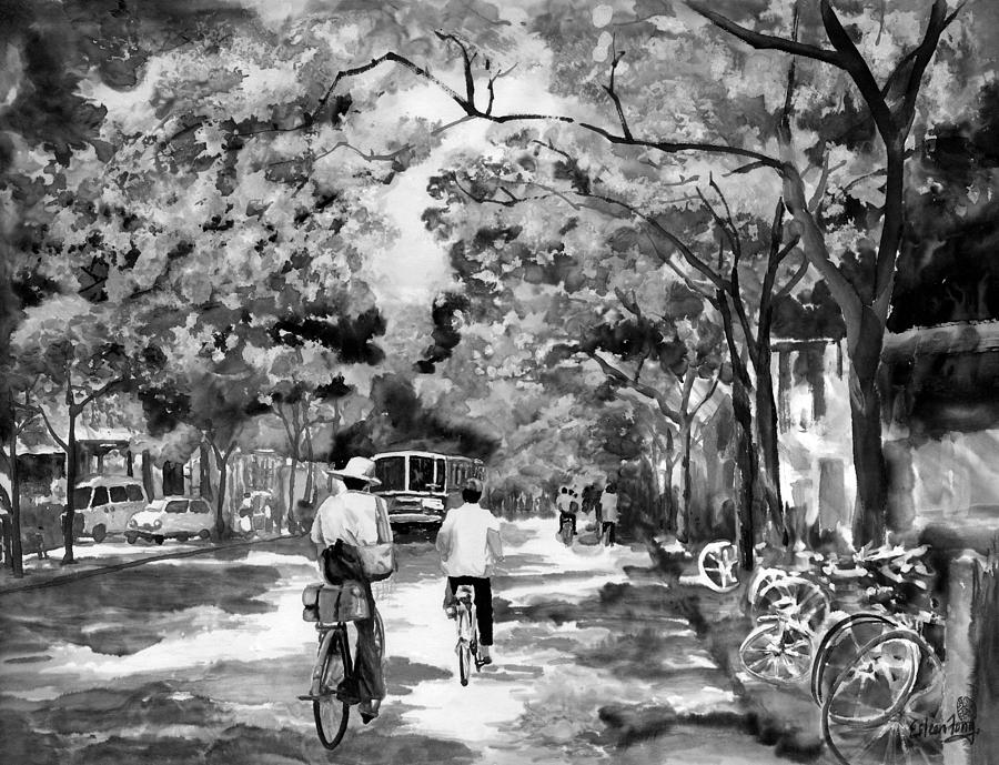 Bicycle Painting - Tradition Vs Modernism by Eileen  Fong