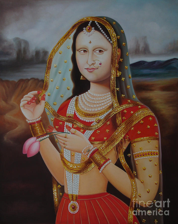 Traditional Art Monalisa Oil painting on Canvas Art n India Art Gallery Painting by A Mahesh