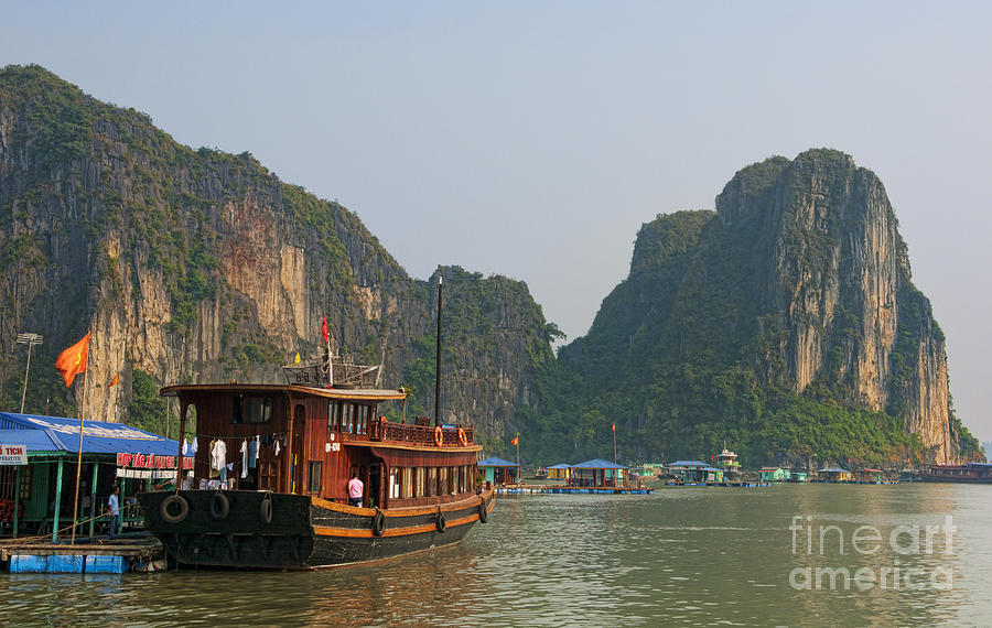 Traditional Boats in Ha Long Bay Photograph by Bill Bachmann - Printscapes