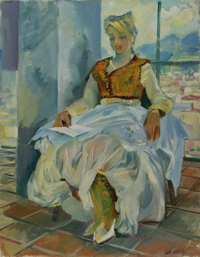 Traditional Costume of Tirana, Albania Painting by Buron Kaceli