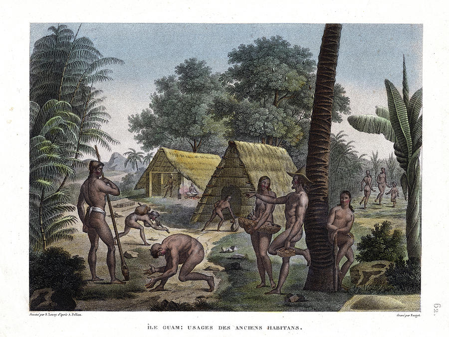 Guam Drawing - Traditional customs of the Chamorro Classes by Thomas Walsh