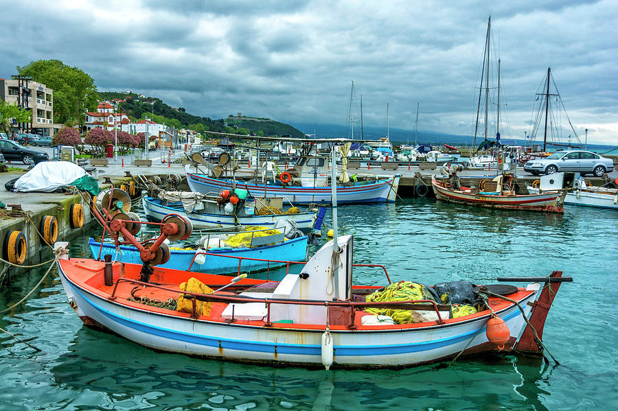 Sticker fishing boats in Greece. 