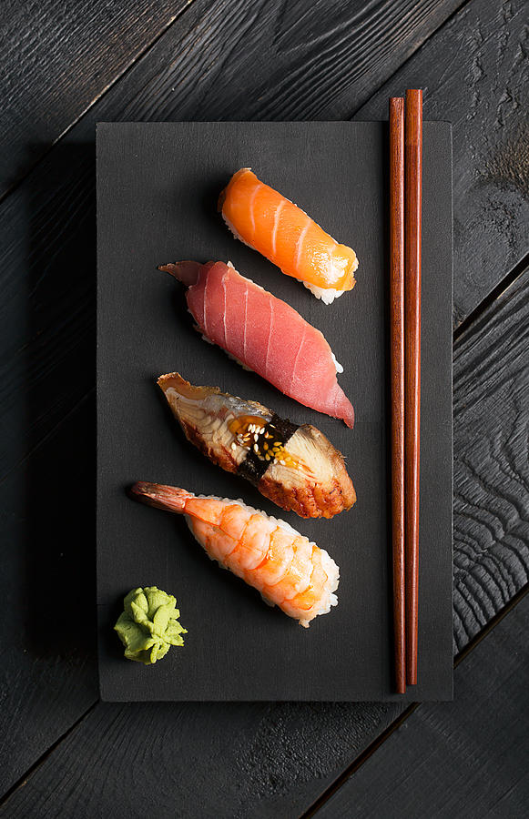 Fish Photograph - Traditional japanese sushi  by Vadim Goodwill
