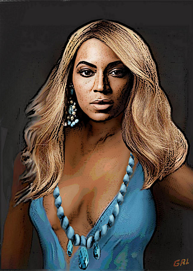 Beyonce Painting - Traditional Modern Original Painting Beyonce In Turquoise by G Linsenmayer