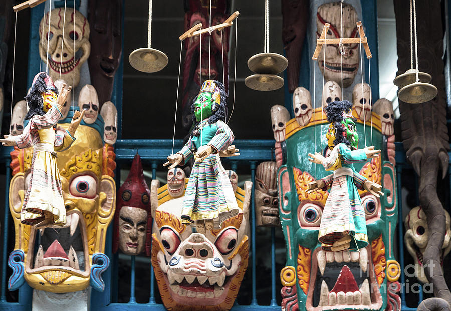 Traditional Nepalese masks and puppets in Kathmandu Photograph by Didier Marti